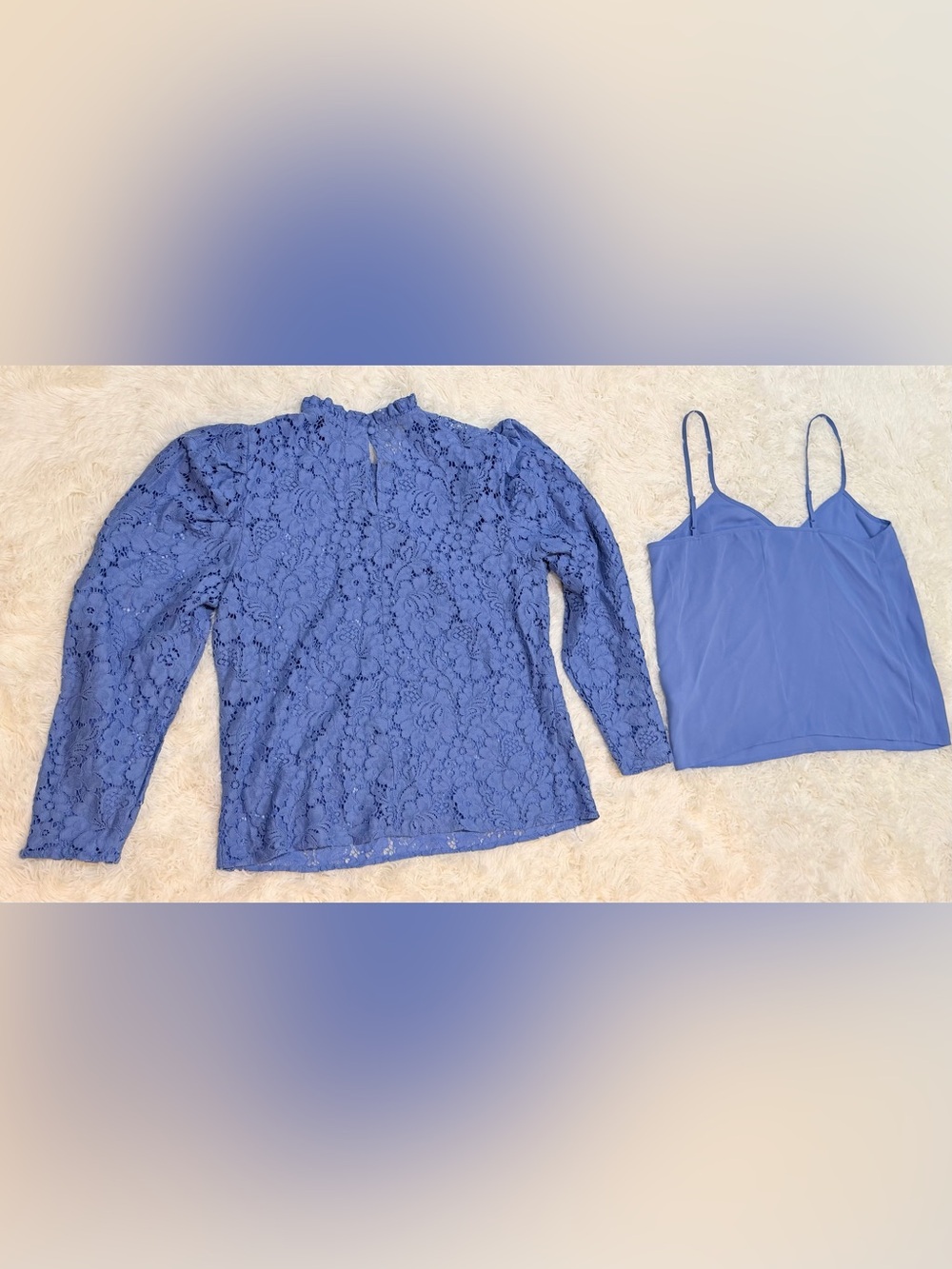 Women’s Express Floral Lace Puff Long Sleeve High Neck Blouse - Size M - Picture 4 of 6
